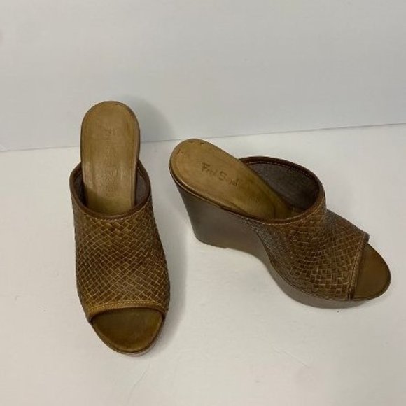 NWOT Fred Segal Feet Brown Woven Leather Platform Wedges Size 38 Made in Italy - Picture 7 of 7
